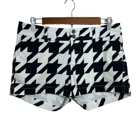 Loudmouth Ladies Golf Shorts US 4 Black White Houndstooth Stretch - Picture 1 of 6